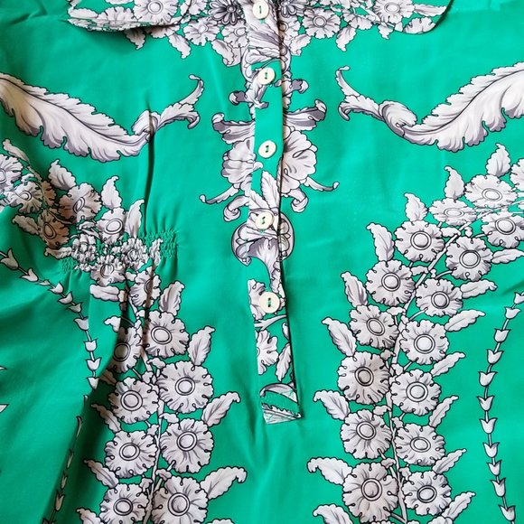 Yoana Baraschi silk dress, green white floral, 4 - Picture 9 of 14